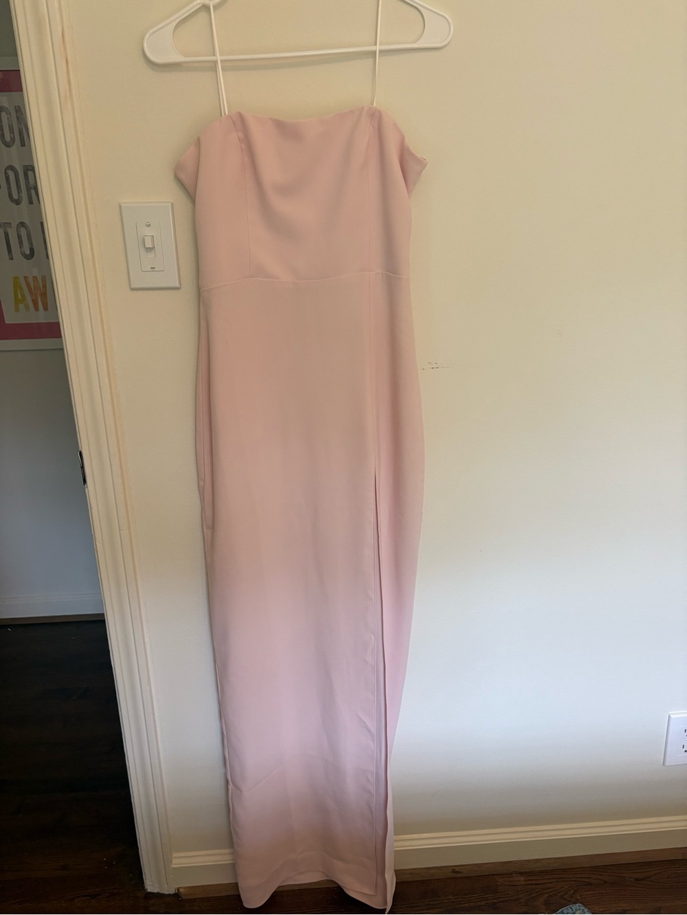 Amanda Uprichard Strapless Blush Pink Maxi Dress with High Slit - Picture 2 of 4